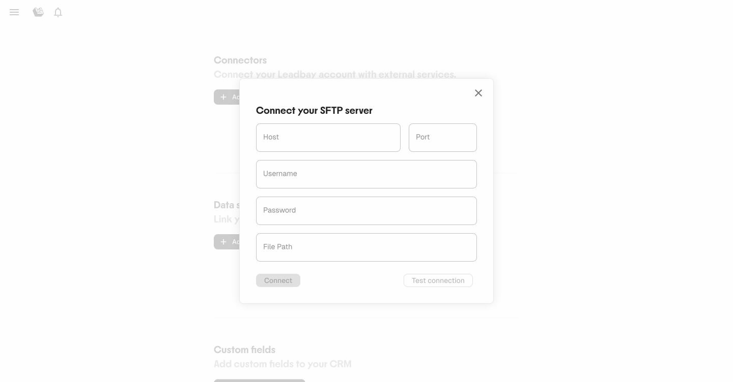 Formulaire du connecteur SFTP