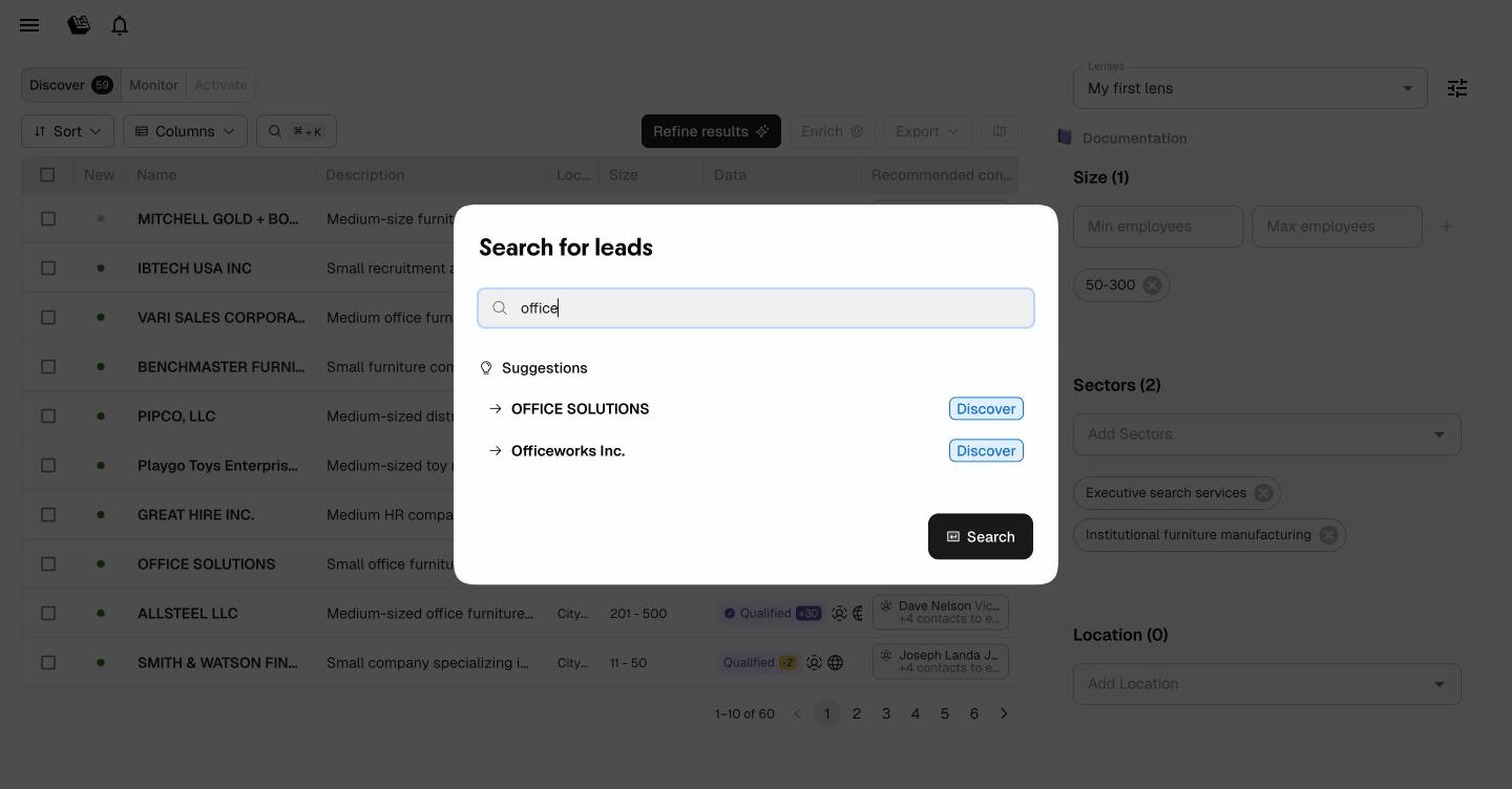 Recherche globale avec suggestions